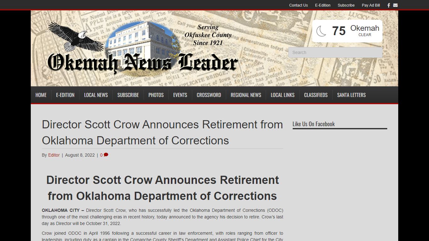 Director Scott Crow Announces Retirement from Oklahoma Department of ...